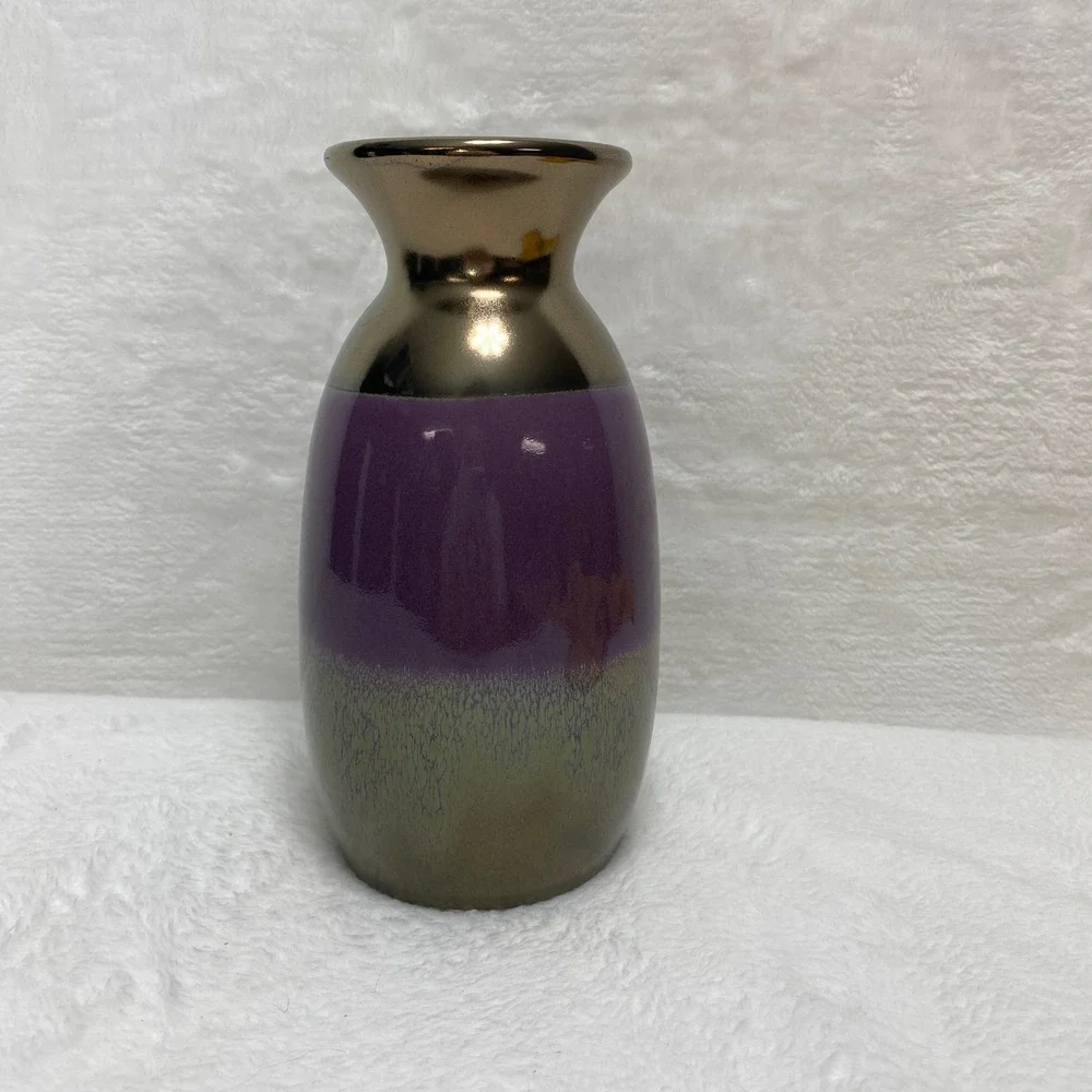 Purple Green Ceramic Vase Art Pottery Decorative Home Decor‎ Flower Vase